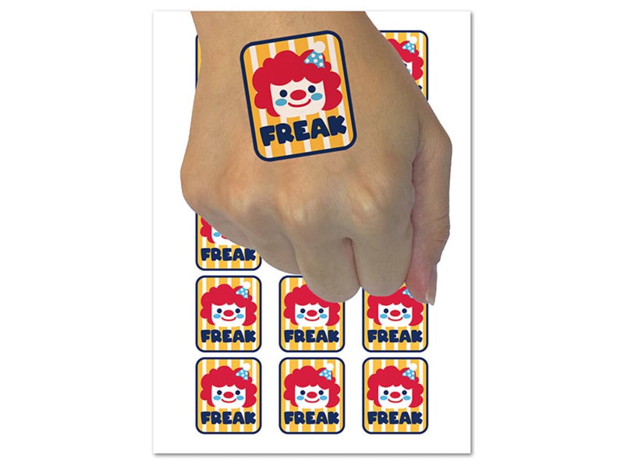 Clown Freak Funny Circus Temporary Tattoo Water Resistant Fake Body Art Set Collection (1 Sheet)